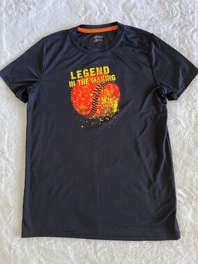 bcg  Black Tee with Orange and Yellow Softball Graphic  SZ XL  18-20